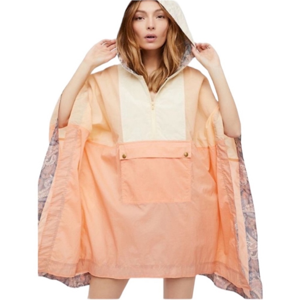 FREE PEOPLE Colorblocked Nylon Rain Poncho